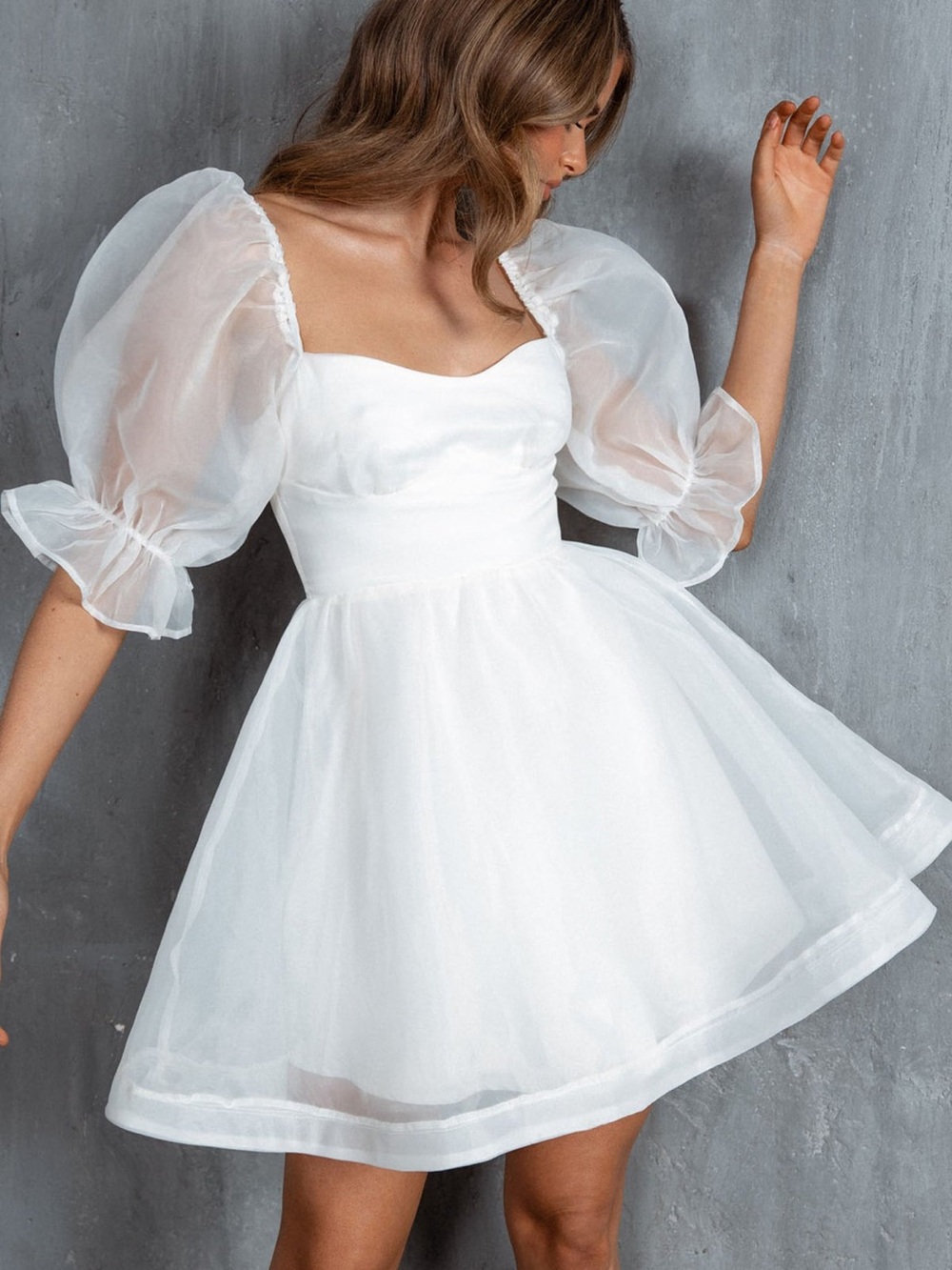Selfie Leslie I’ve Got Sunshine Puff Sleeve Mini Dress White Size Medium